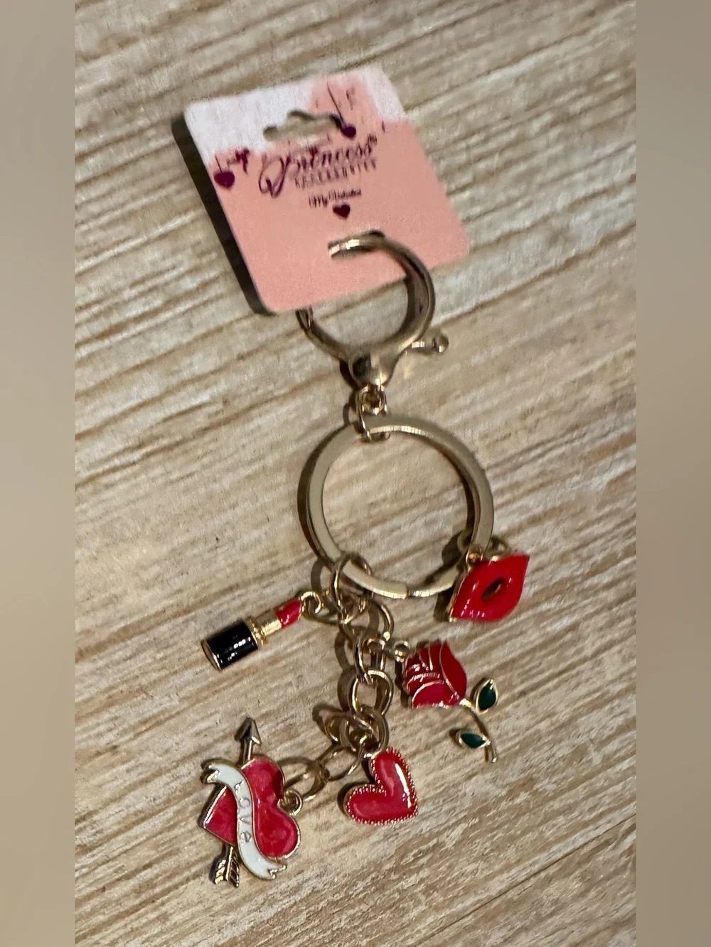 Gold-Tone Red Charm Keychain or Bag Charm
